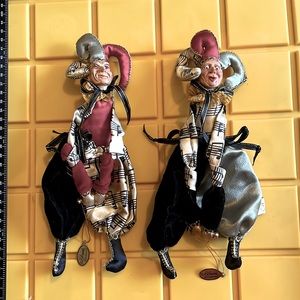 Katherine's Collection Wayne Kleski Pair Of Mardi Gras Jesters 10” - RARE